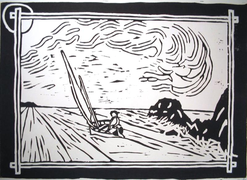 Linoldruck „Cardigan Island“