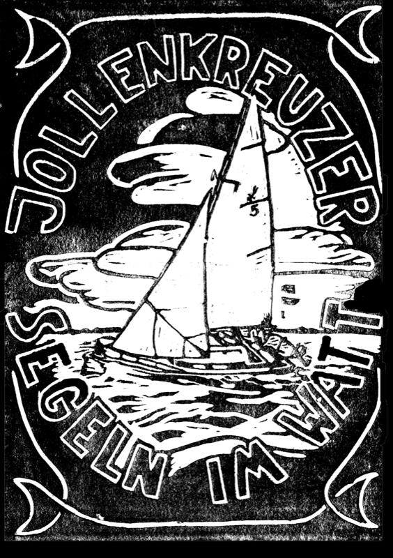 Linoldruck „Jollenkreuzer segeln im Watt“