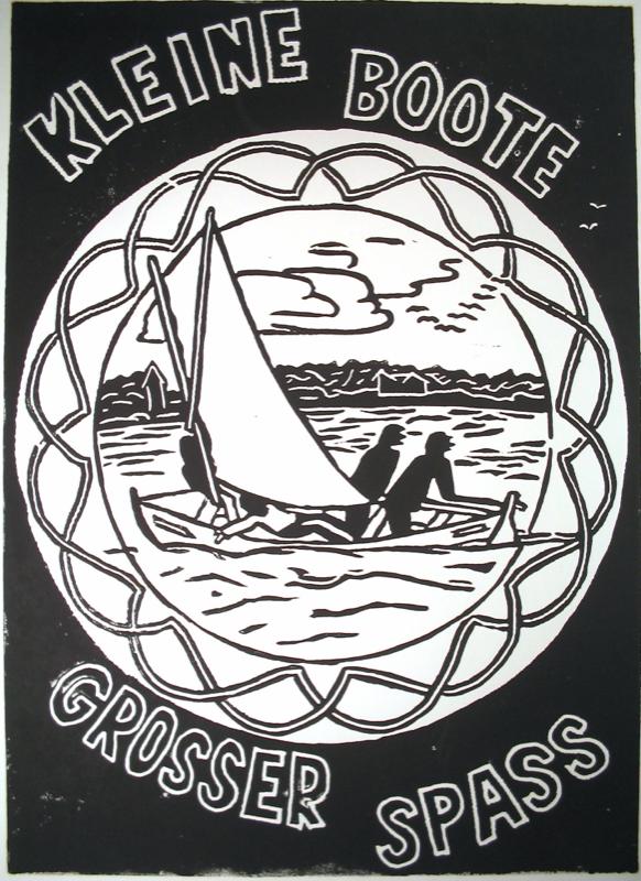 Linoldruck „Kleine Boote großer Spaß“