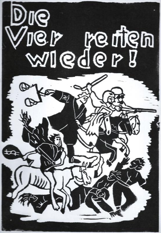Linoldruck „Die Vier reiten wieder“