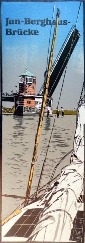 Linoldruck „Jan- Berghaus- Brücke“