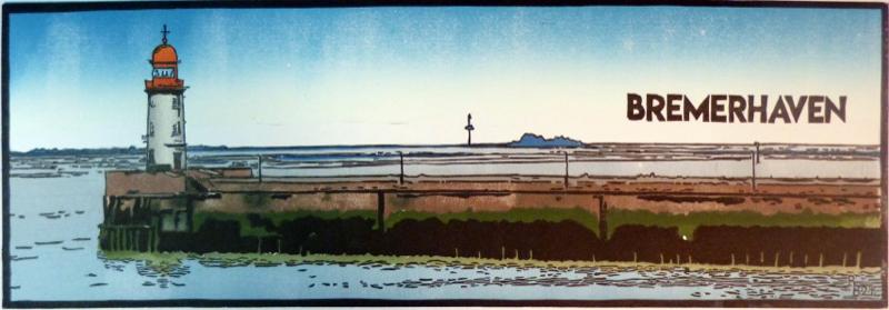 Linoldruck „Bremerhaven“