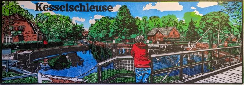 Linoldruck „Kesselschleuse“