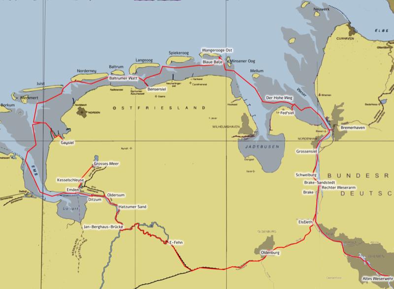 Karte der Orte und Route von „Walk the Tide“